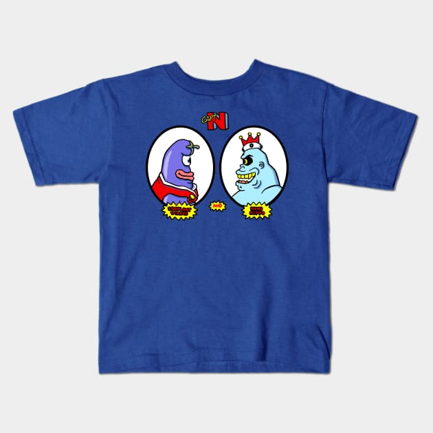 Eggplant Wizard and King Hippo Kids T-Shirt by JangoSnow